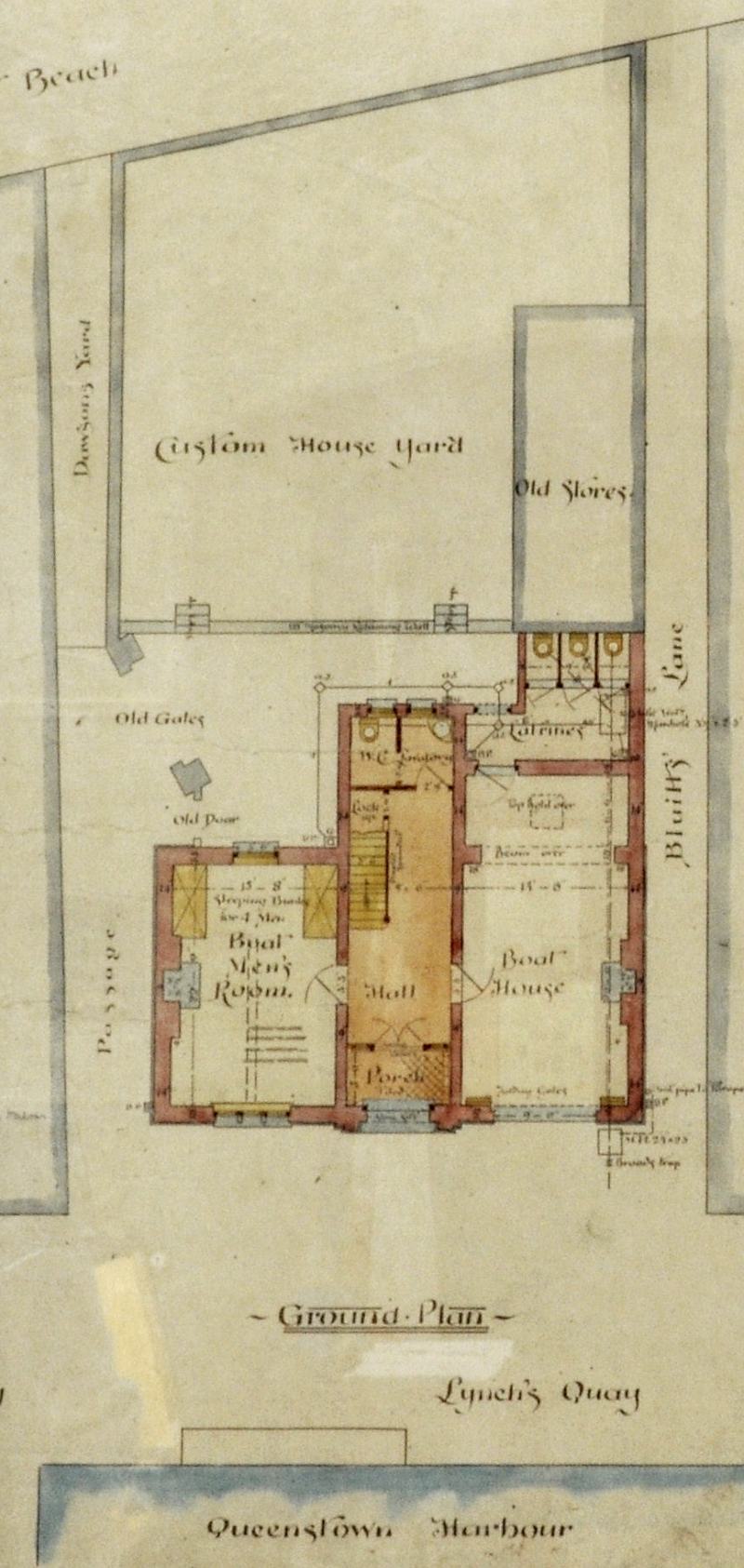Queesnstown (Cobh) Custom House Ground Floor Plan - 1896